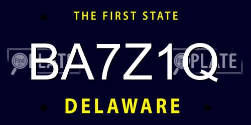 BA7Z1Q Delaware License Plate
