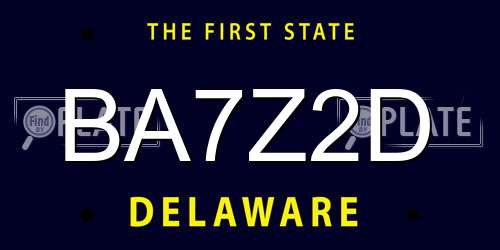 BA7Z2D Delaware License Plate
