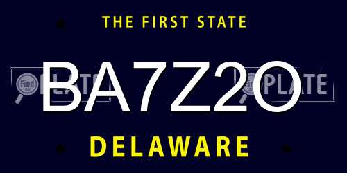 BA7Z2O Delaware License Plate