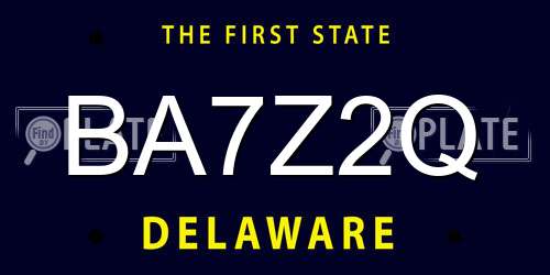 BA7Z2Q Delaware License Plate