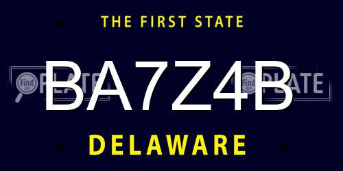 BA7Z4B Delaware License Plate