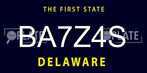 BA7Z4S Delaware License Plate