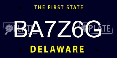BA7Z6G Delaware License Plate