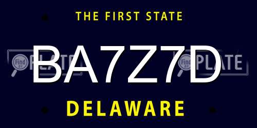 BA7Z7D Delaware License Plate