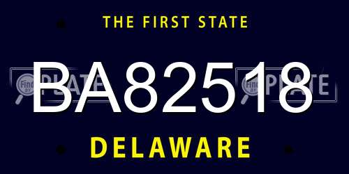 BA82518 Delaware License Plate