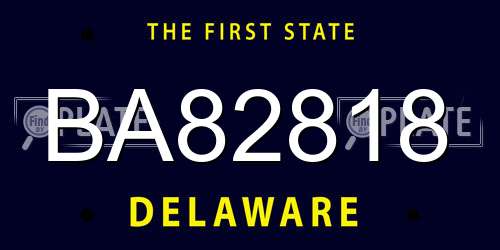 BA82818 Delaware License Plate