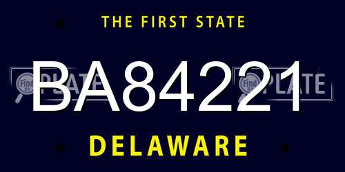 BA84221 Delaware License Plate