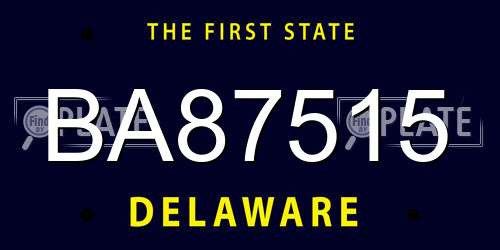 BA87515 Delaware License Plate