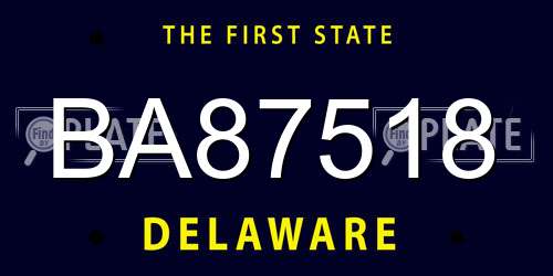 BA87518 Delaware License Plate