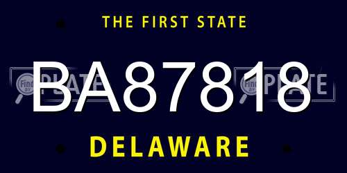 BA87818 Delaware License Plate