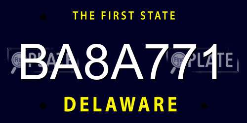 BA8A771 Delaware License Plate