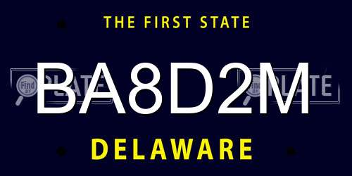 BA8D2M Delaware License Plate