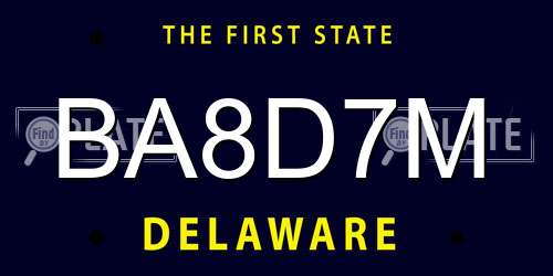 BA8D7M Delaware License Plate
