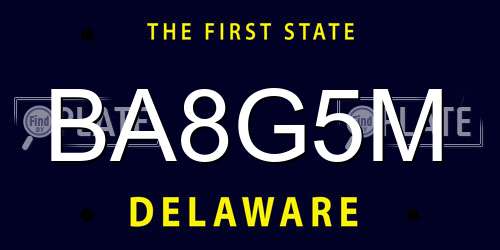 BA8G5M Delaware License Plate
