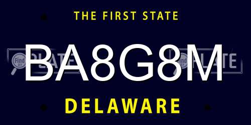 BA8G8M Delaware License Plate