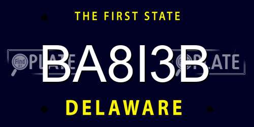 BA8I3B Delaware License Plate