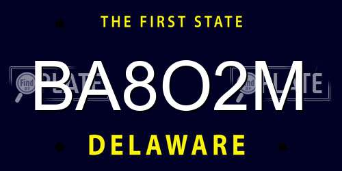 BA8O2M Delaware License Plate