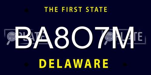 BA8O7M Delaware License Plate