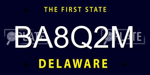 BA8Q2M Delaware License Plate