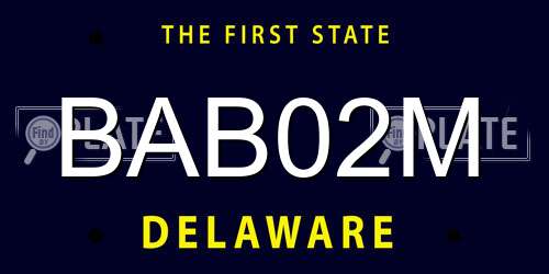 BAB02M Delaware License Plate