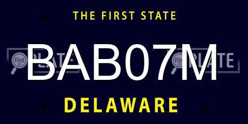 BAB07M Delaware License Plate