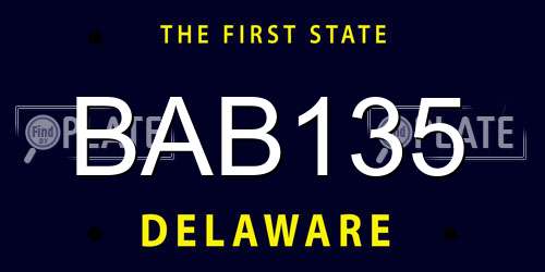 BAB135 Delaware License Plate