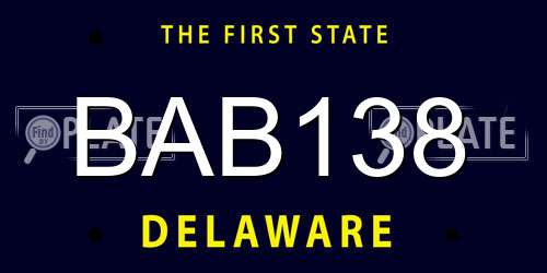 BAB138 Delaware License Plate
