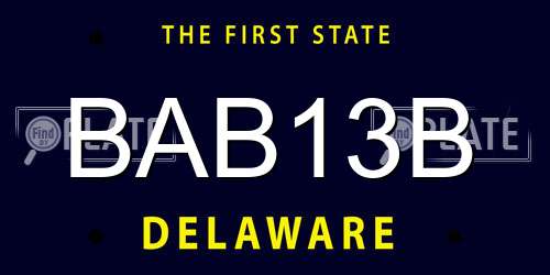 BAB13B Delaware License Plate