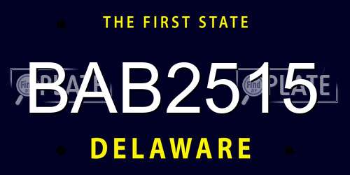 BAB2515 Delaware License Plate