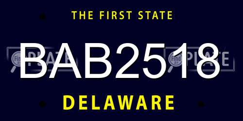 BAB2518 Delaware License Plate