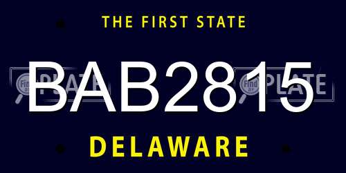 BAB2815 Delaware License Plate