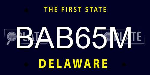 BAB65M Delaware License Plate