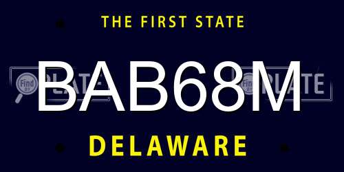 BAB68M Delaware License Plate