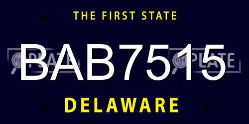 BAB7515 Delaware License Plate