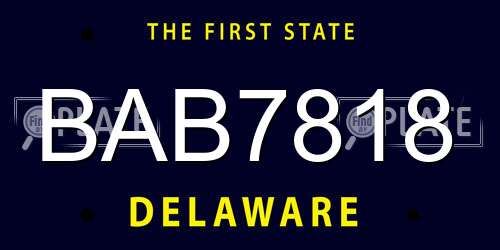 BAB7818 Delaware License Plate