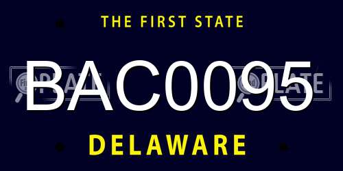 BAC0095 Delaware License Plate