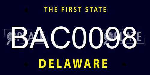 BAC0098 Delaware License Plate