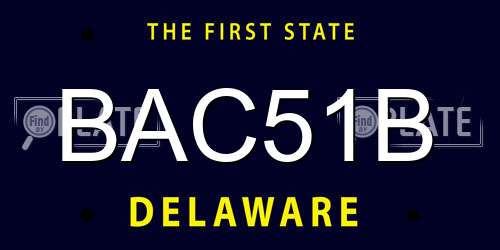 BAC51B Delaware License Plate