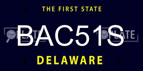 BAC51S Delaware License Plate