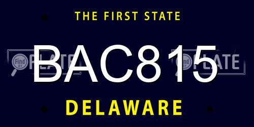 BAC815 Delaware License Plate