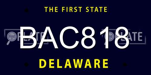 BAC818 Delaware License Plate