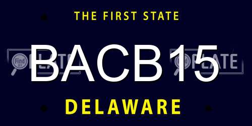 BACB15 Delaware License Plate