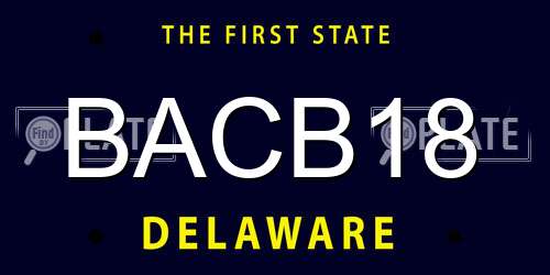 BACB18 Delaware License Plate
