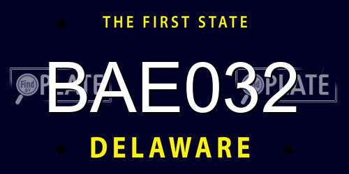 BAE032 Delaware License Plate
