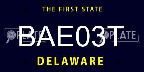 BAE03T Delaware License Plate