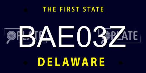 BAE03Z Delaware License Plate
