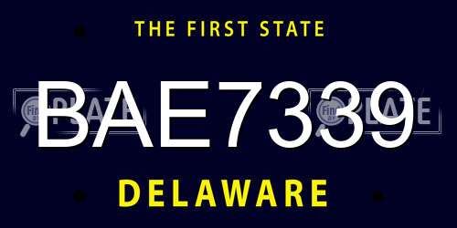 BAE7339 Delaware License Plate