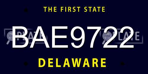 BAE9722 Delaware License Plate