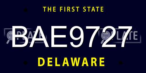 BAE9727 Delaware License Plate