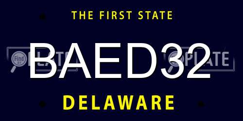 BAED32 Delaware License Plate